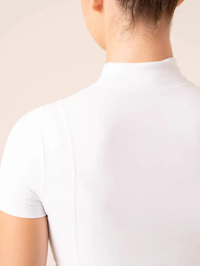 TShirts Womens Ryderwear NKD Half Zip Fitted TShirt White