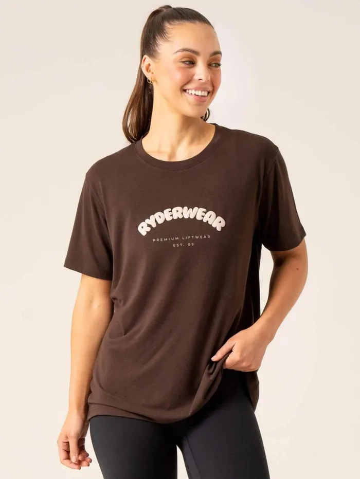 TShirts Womens Ryderwear Off Side Longline TShirt Chocolate