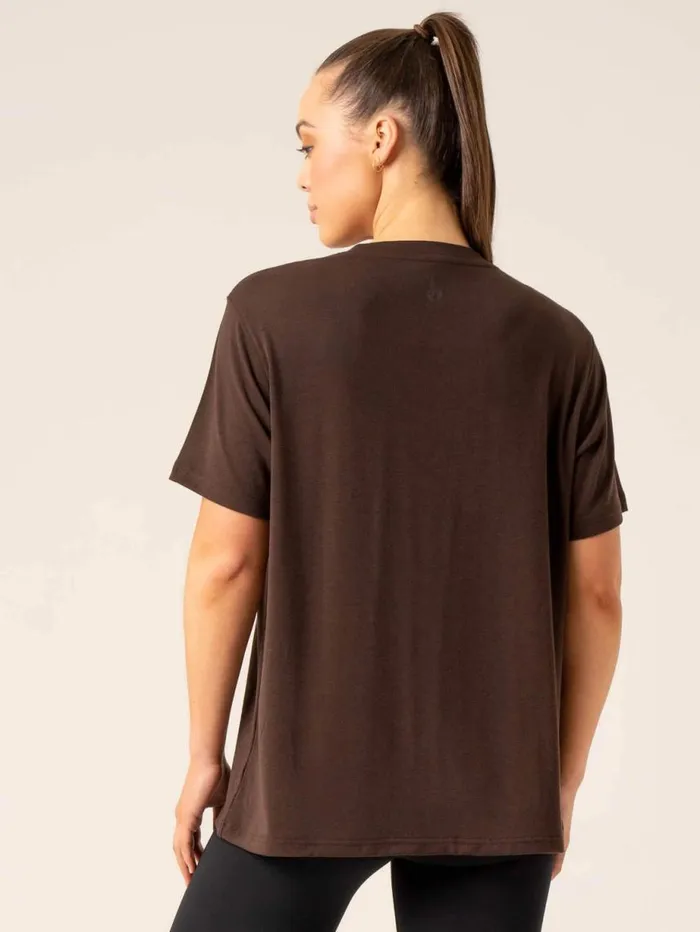 TShirts Womens Ryderwear Off Side Longline TShirt Chocolate