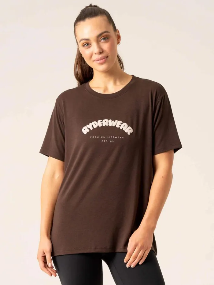 TShirts Womens Ryderwear Off Side Longline TShirt Chocolate