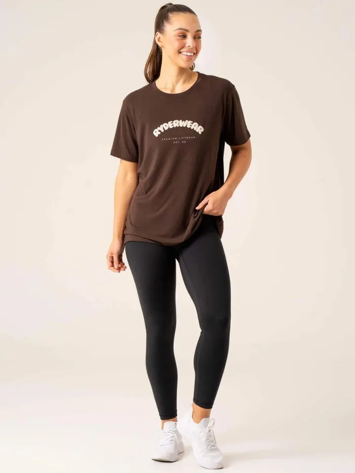 TShirts Womens Ryderwear Off Side Longline TShirt Chocolate