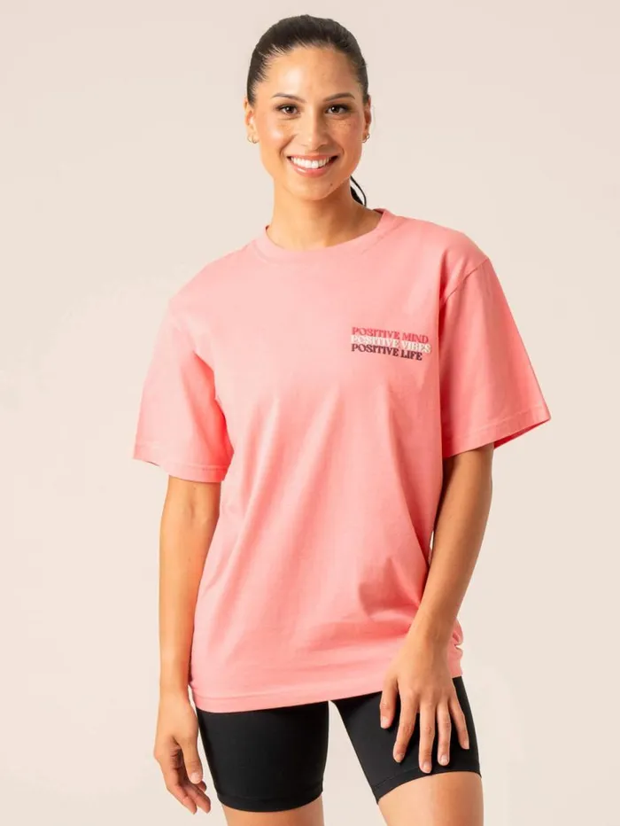TShirts Womens Ryderwear Positive Vibes TShirt Pink