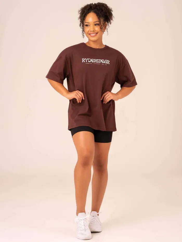 TShirts Womens Ryderwear Retro Oversized TShirt Chocolate