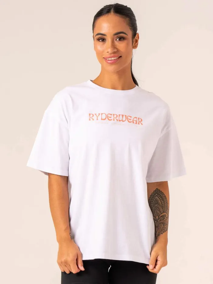 TShirts Womens Ryderwear Retro Oversized TShirt White
