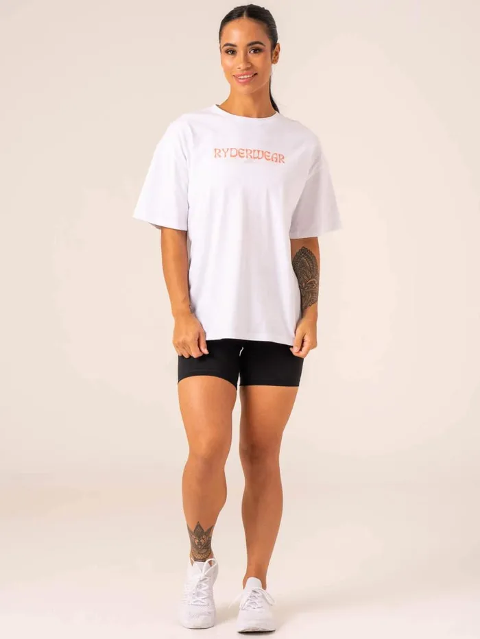 TShirts Womens Ryderwear Retro Oversized TShirt White