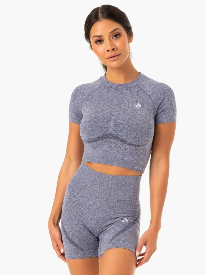 TShirts Womens Ryderwear Sculpt Seamless TShirt Navy Marl