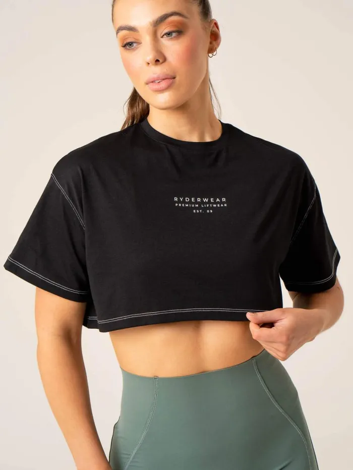 TShirts Womens Ryderwear Stride Oversized Tee Black