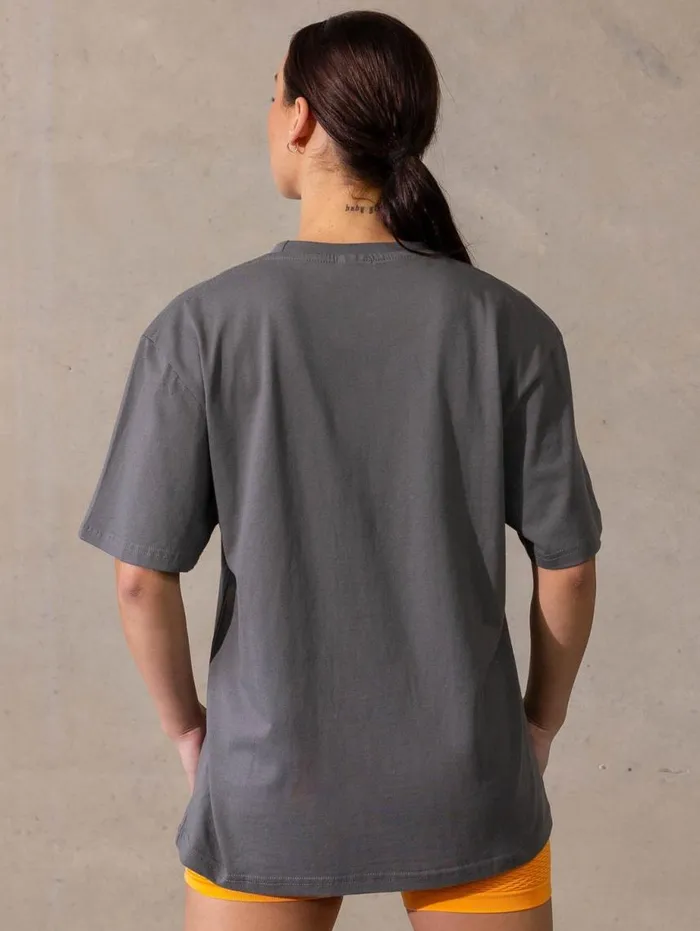TShirts Womens Ryderwear Varsity Oversized TShirt Charcoal