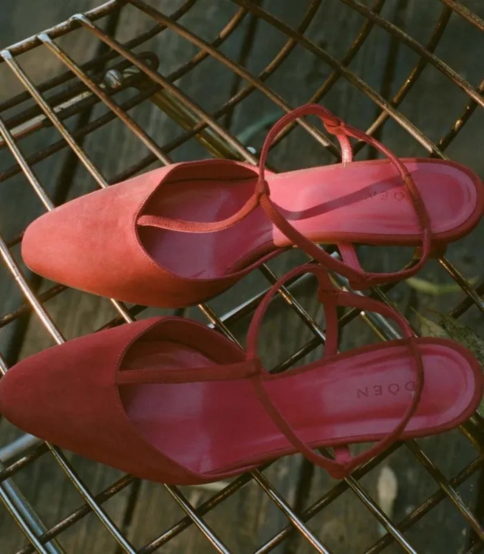 TABITHA T STRAP HEEL Raspberry Suede Shop DEN Footwear