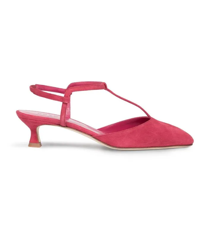 TABITHA T STRAP HEEL Raspberry Suede Shop DEN Footwear