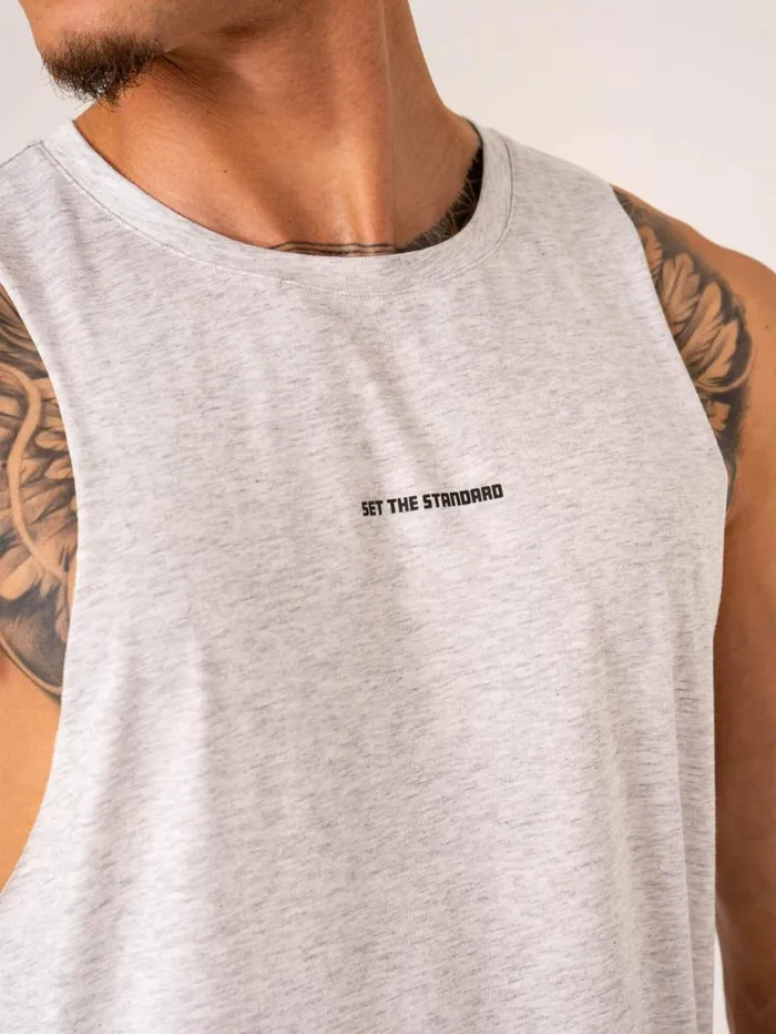 Tanks Mens Ryderwear Emerge Drop Armhole Tank Snow Grey Marl