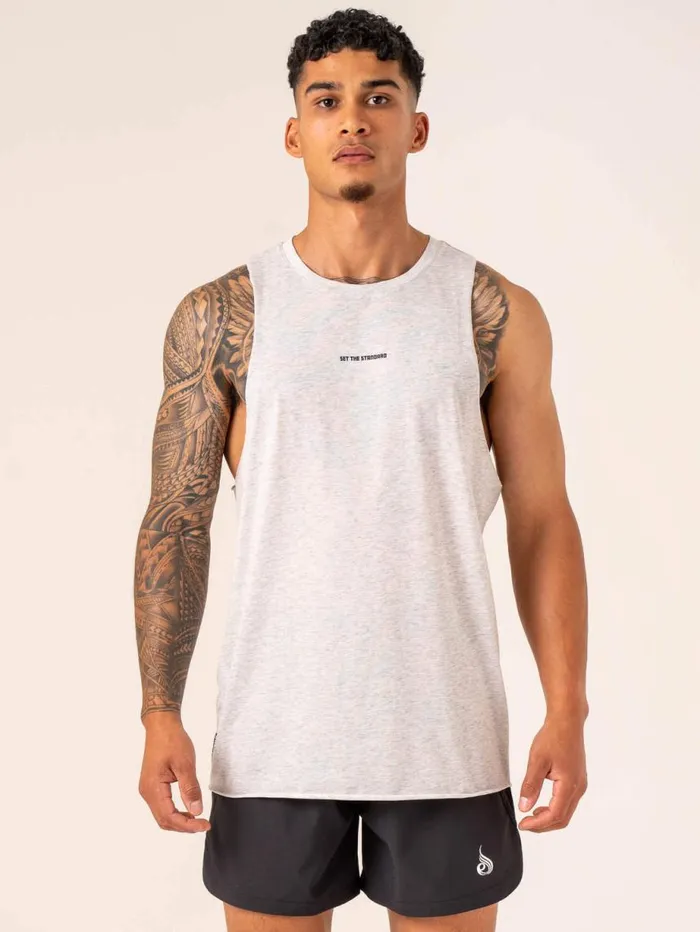 Tanks Mens Ryderwear Emerge Drop Armhole Tank Snow Grey Marl