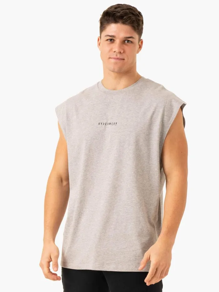 Tanks Mens Ryderwear Pursuit Wide Cut Tank Light Grey Marl