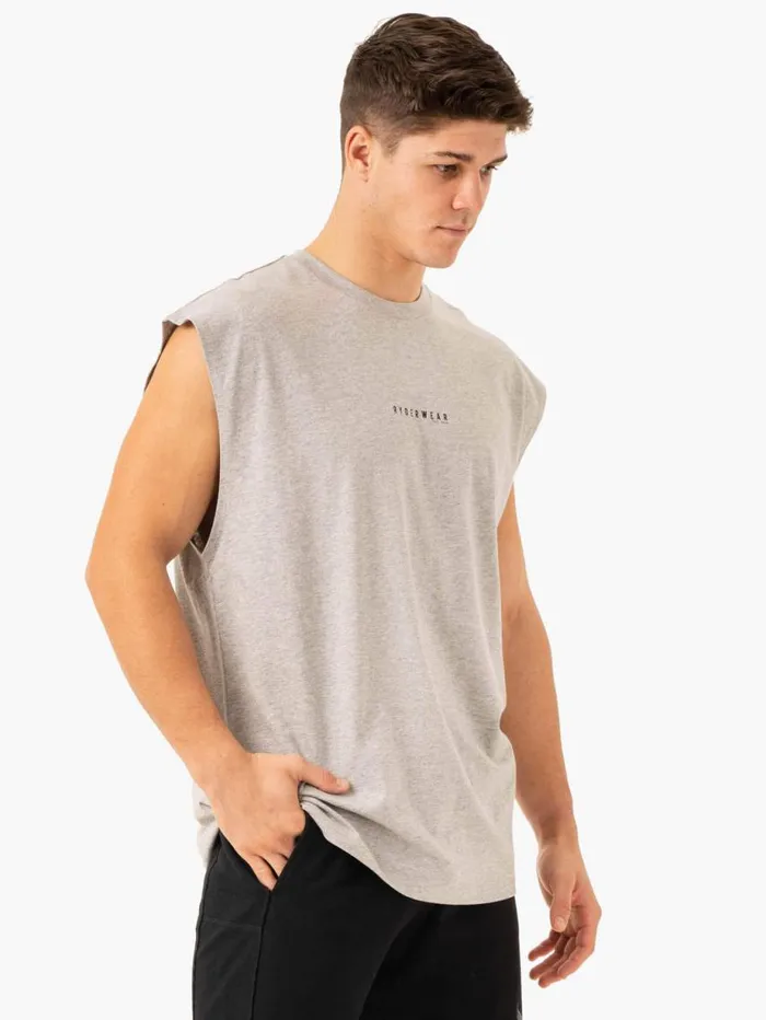 Tanks Mens Ryderwear Pursuit Wide Cut Tank Light Grey Marl