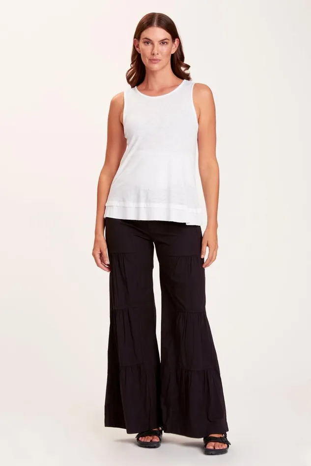 Terraced Wide Leg Pant Black Clothing XCVI Pants