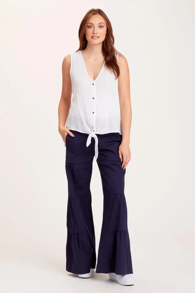 Terraced Wide Leg Pant Navy Clothing XCVI Pants