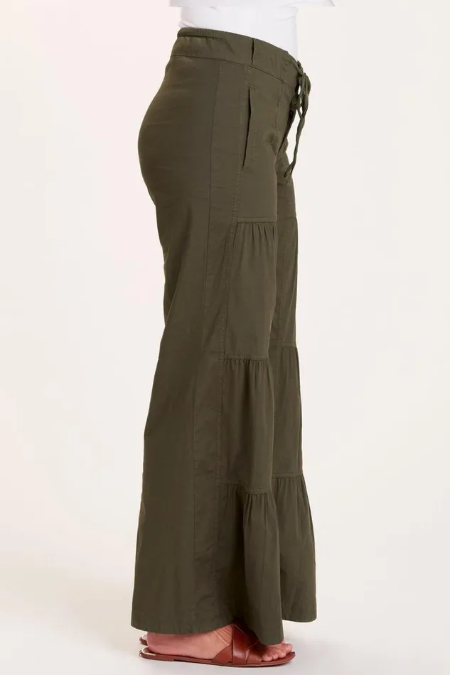 Terraced Wide Leg Pant Olive Clothing XCVI Pants