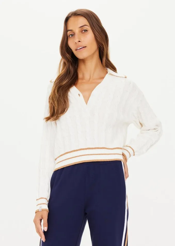 The Upside ATHENA KNIT TOP Creme Shop Shirts and Tanks