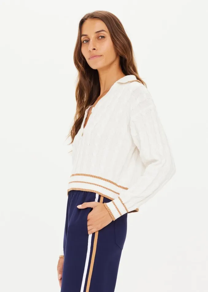 The Upside ATHENA KNIT TOP Creme Shop Shirts and Tanks