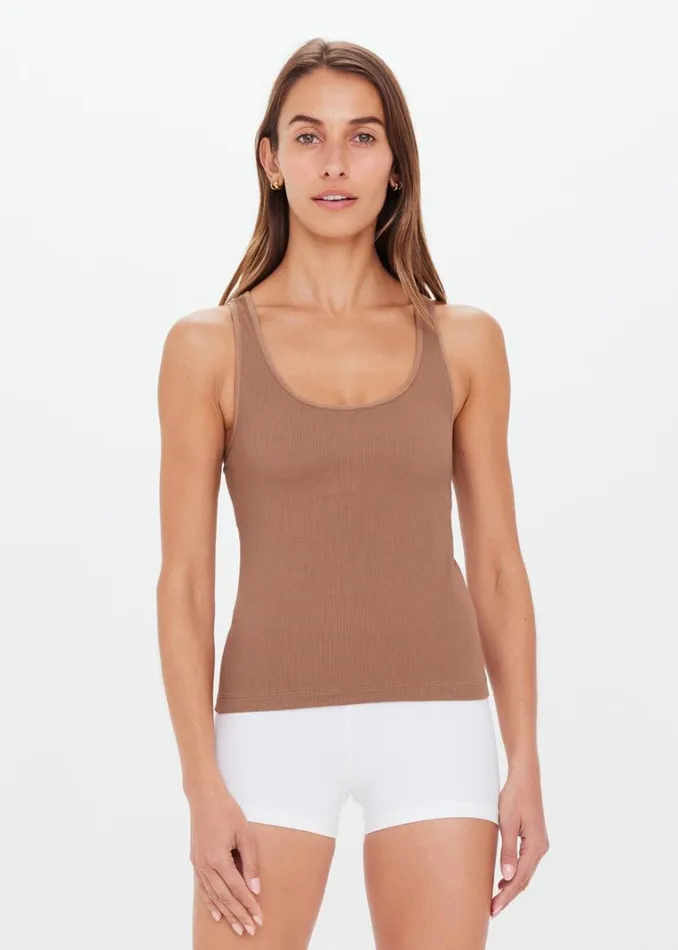The Upside BALANCE SEAMLESS LENNY TANK Mocha Shop Shirts and Tanks