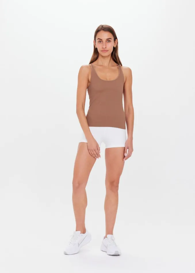 The Upside BALANCE SEAMLESS LENNY TANK Mocha Shop Shirts and Tanks