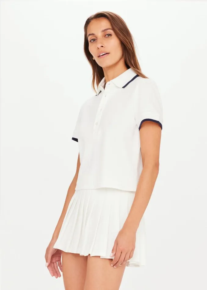 The Upside BOUNCE BIRDIE CROP POLO White Shop Shirts and Tanks The Upside BOUNCE BIRDIE CROP POLO White Shop Shirts and Tanks