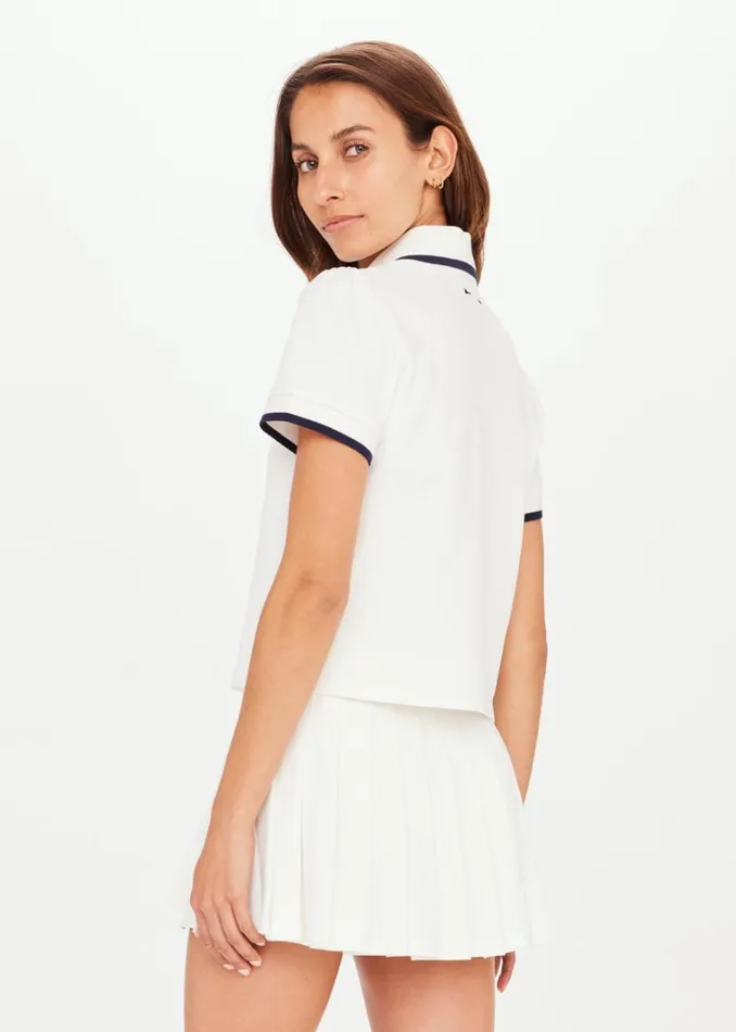 The Upside BOUNCE BIRDIE CROP POLO White Shop Shirts and Tanks The Upside BOUNCE BIRDIE CROP POLO White Shop Shirts and Tanks