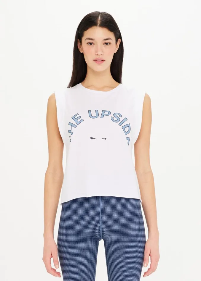 The Upside CROPPED MUSCLE TANK White Shop Shirts and Tanks