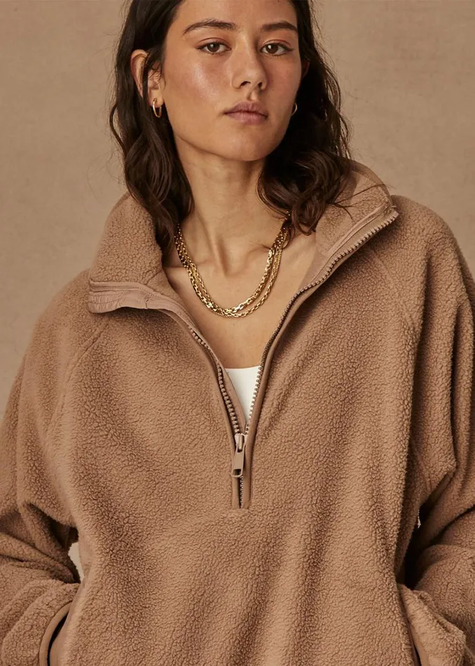 The Upside HARLOW PULLOVER Mocha Shop Jackets and Coats