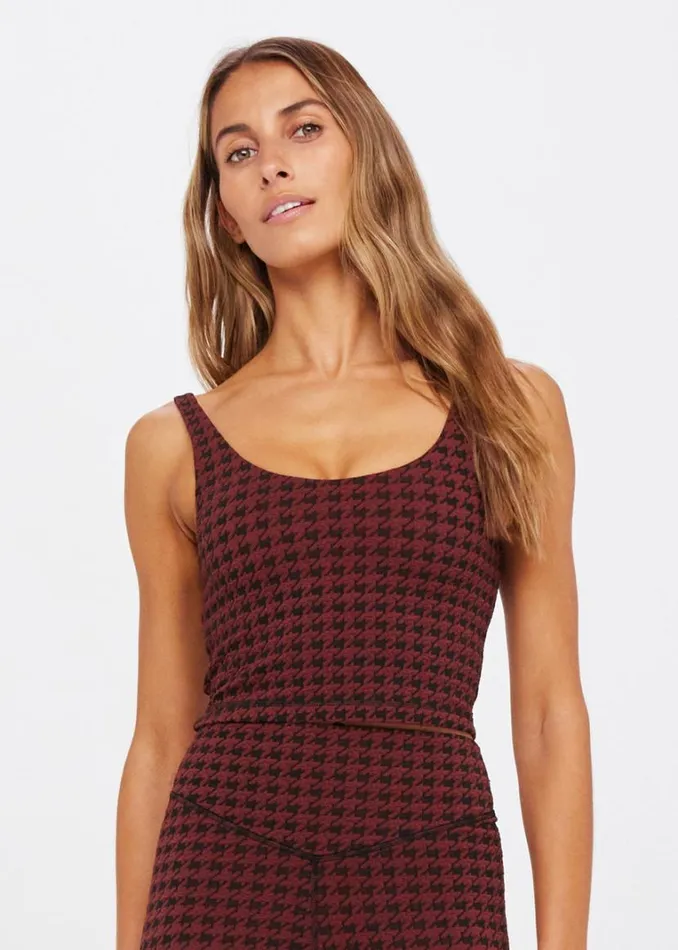 The Upside HOUNDSTOOTH TESS CROP Chocolate Shop Sports Bras