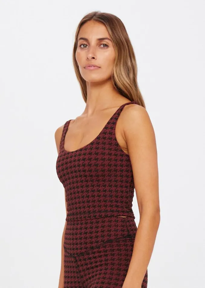 The Upside HOUNDSTOOTH TESS CROP Chocolate Shop Sports Bras The Upside HOUNDSTOOTH TESS CROP Chocolate Shop Sports Bras
