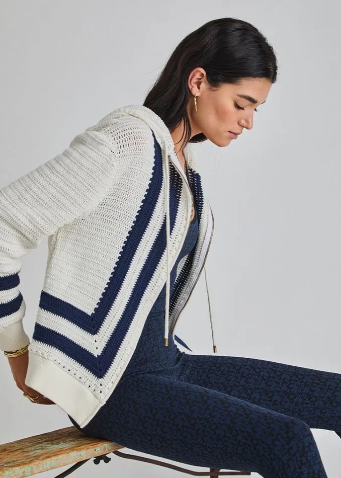 The Upside KAI CROCHET HOODIE White Shop Jackets and Coats