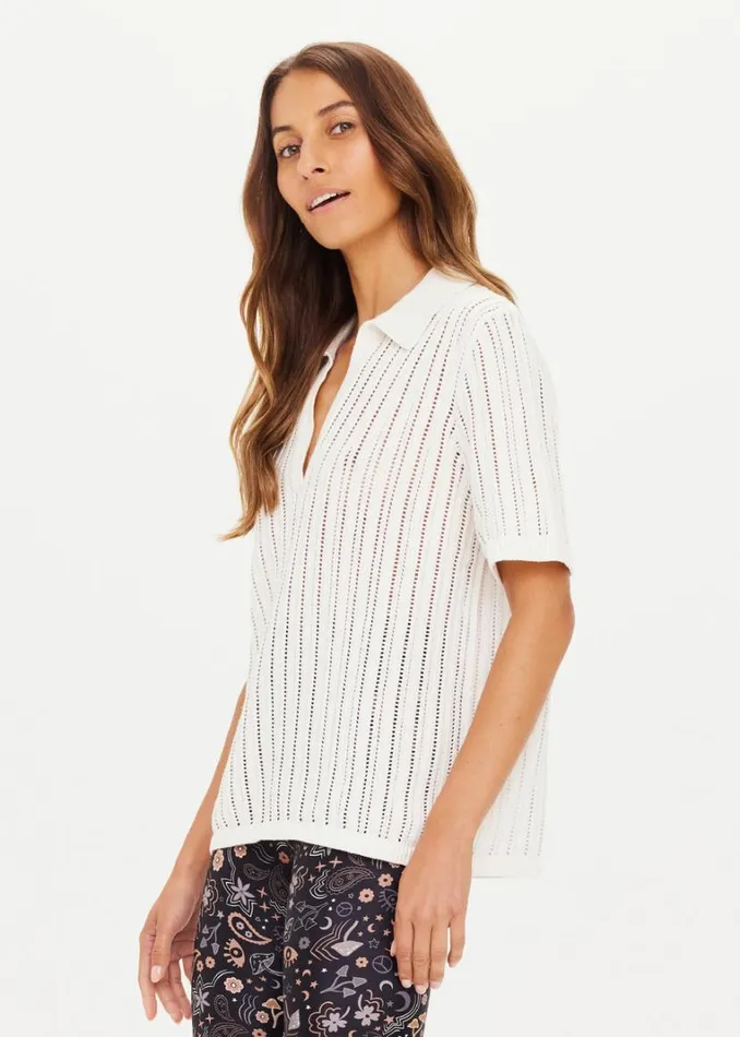 The Upside KITT KNIT POLO Creme Shop Shirts and Tanks The Upside KITT KNIT POLO Creme Shop Shirts and Tanks