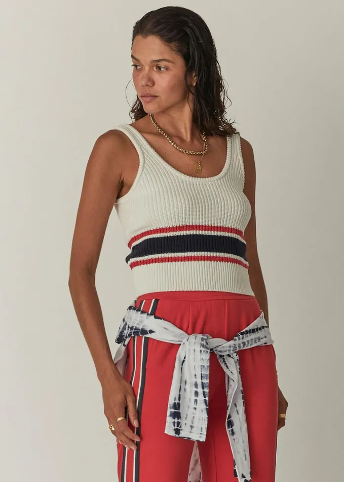 The Upside PANAMA OPHELIA KNIT TOP White Shop Shirts and Tanks