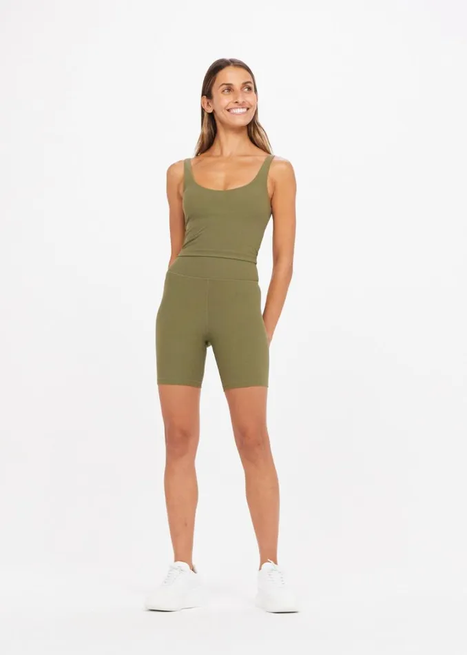 The Upside PEACHED 6IN SPIN SHORT Olive Shop Shorts
