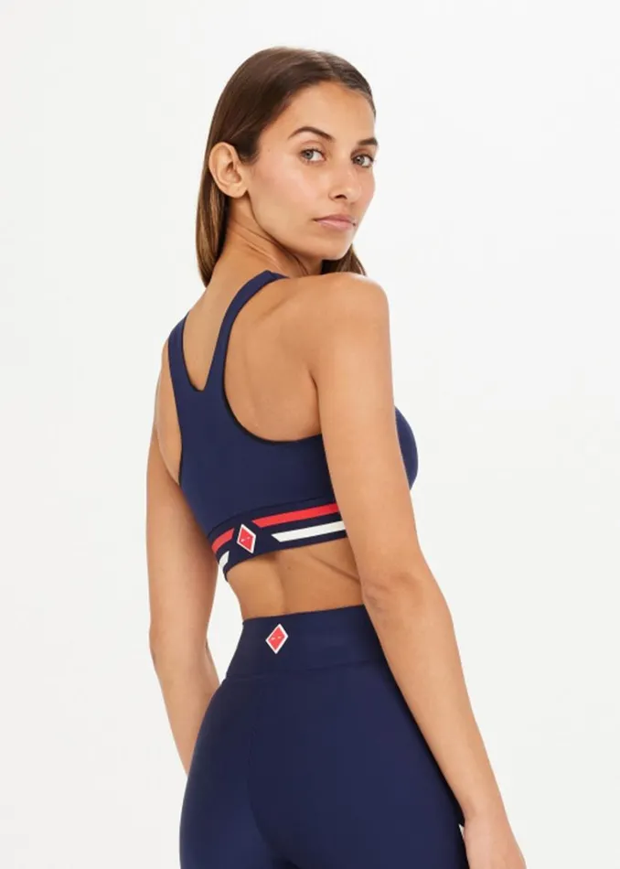 The Upside PLAYBACK RACQUEL BRA Navy Shop Sports Bras The Upside PLAYBACK RACQUEL BRA Navy Shop Sports Bras