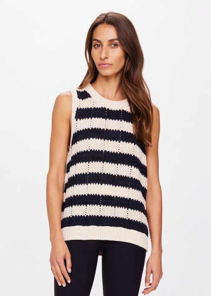 The Upside QUEENS NELSON KNIT VEST Stripe Shop Shirts and Tanks