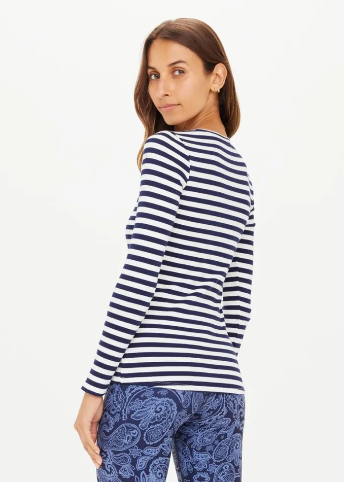 The Upside RIB CHRISSY LONG SLEEVE Stripe Shop Shirts and Tanks