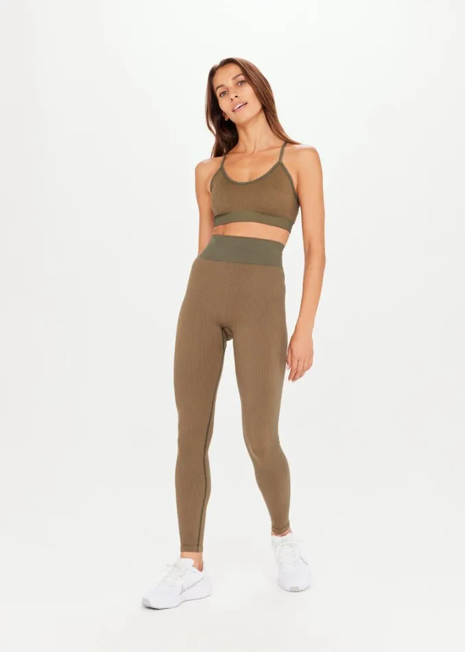 The Upside RIBBED SEAMLESS 28IN PANT Khaki Shop Leggings