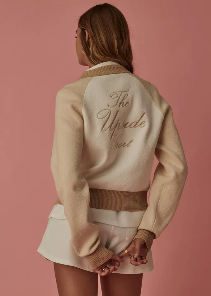 The Upside RODEO HALLIE KNIT BOMBER White Shop Jackets and Coats