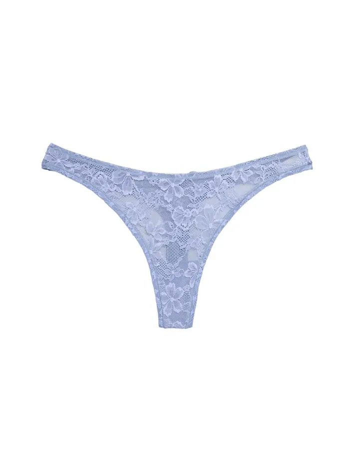 Thongs LingerieClothing Fleur Du Mal Le Stretch Lace Thong Denim Blue