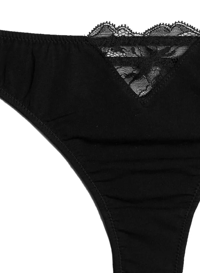 Thongs Lingerie Fleur Du Mal Organic Cotton Thong Black