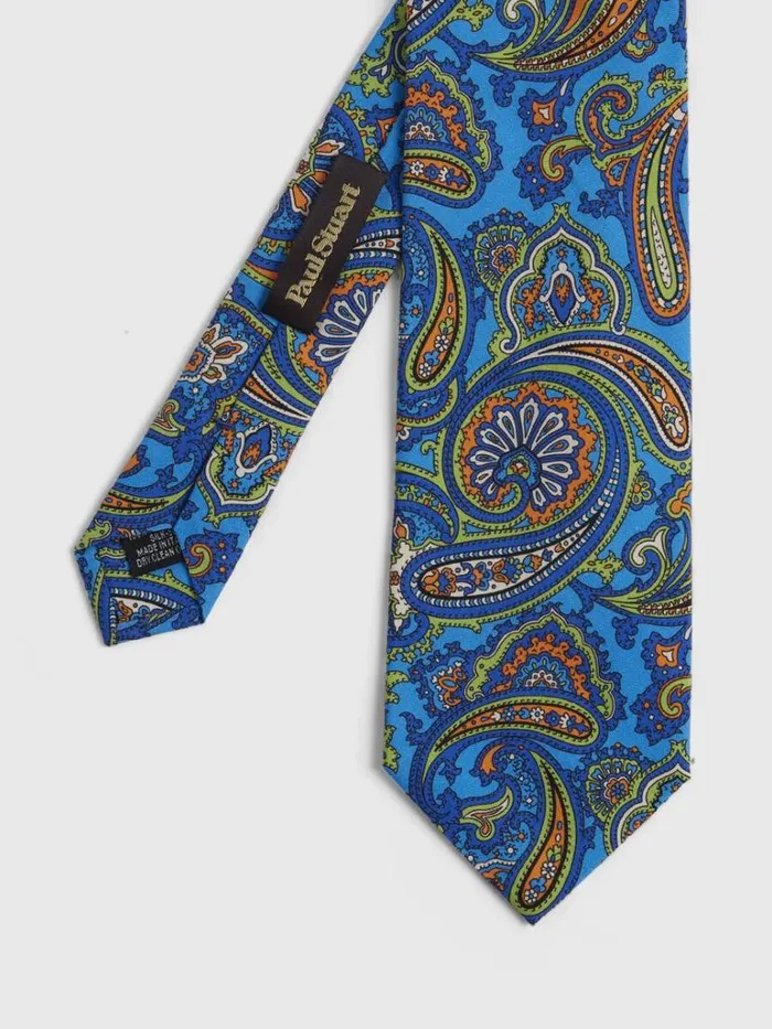 Ties Mens Paul Stuart Bright Paisley Tie Blue
