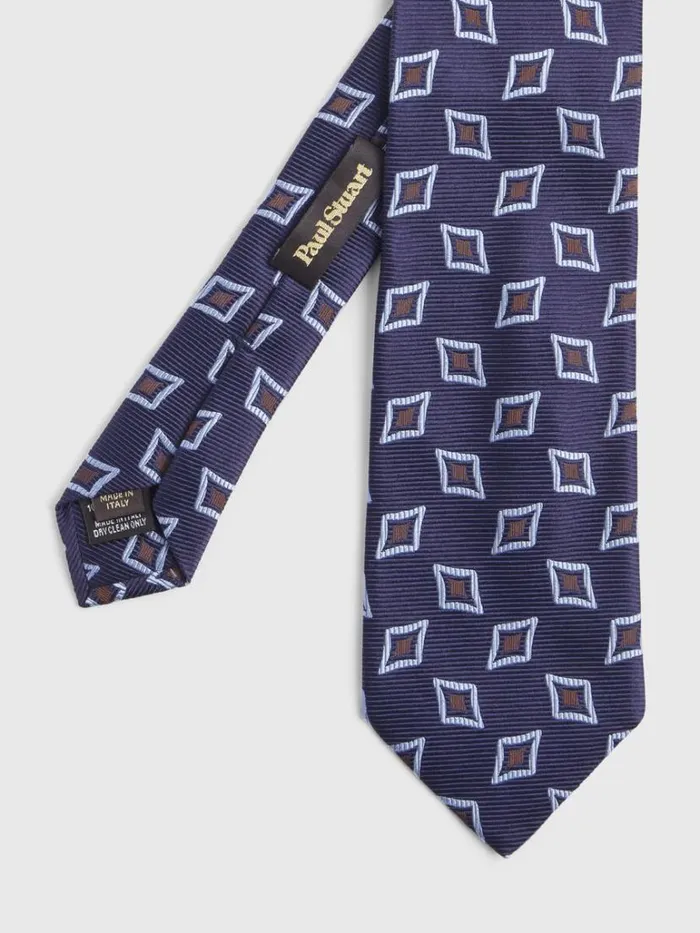 Ties Mens Paul Stuart Large Tossed Jacquard Diamond Tie Navy