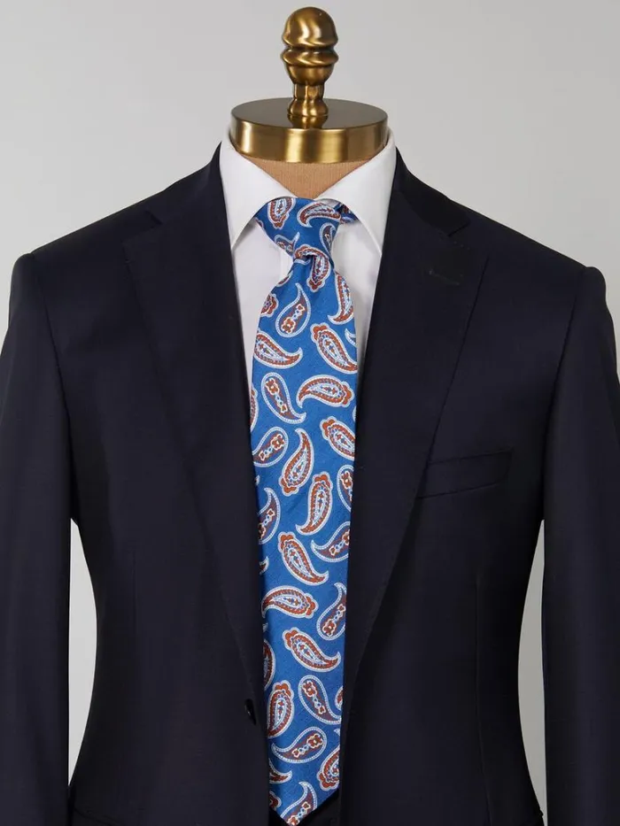 Ties Mens Paul Stuart Linen and Silk Summer Paisley Tie Blue