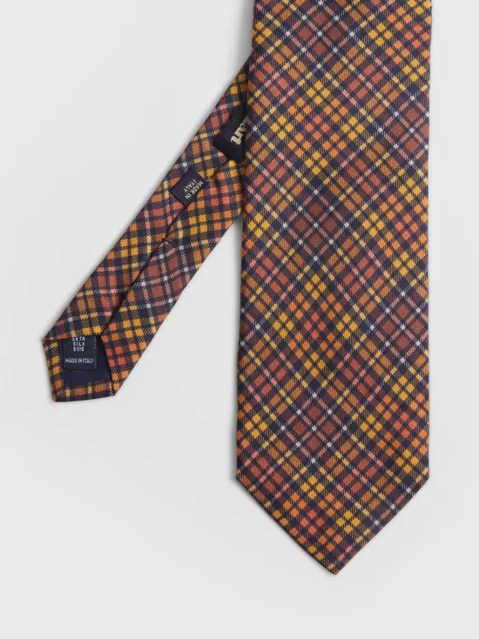 Ties Mens Paul Stuart Madder Silk Plaid Tie Brownmulti