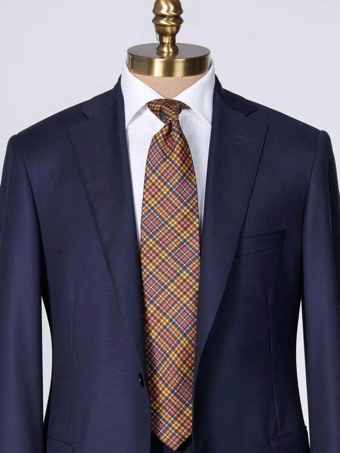 Ties Mens Paul Stuart Madder Silk Plaid Tie Brownmulti