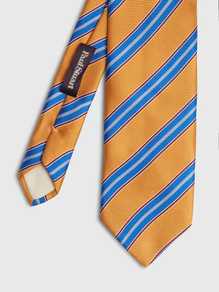 Ties Mens Paul Stuart Printed Bold Stripe Tie Gold