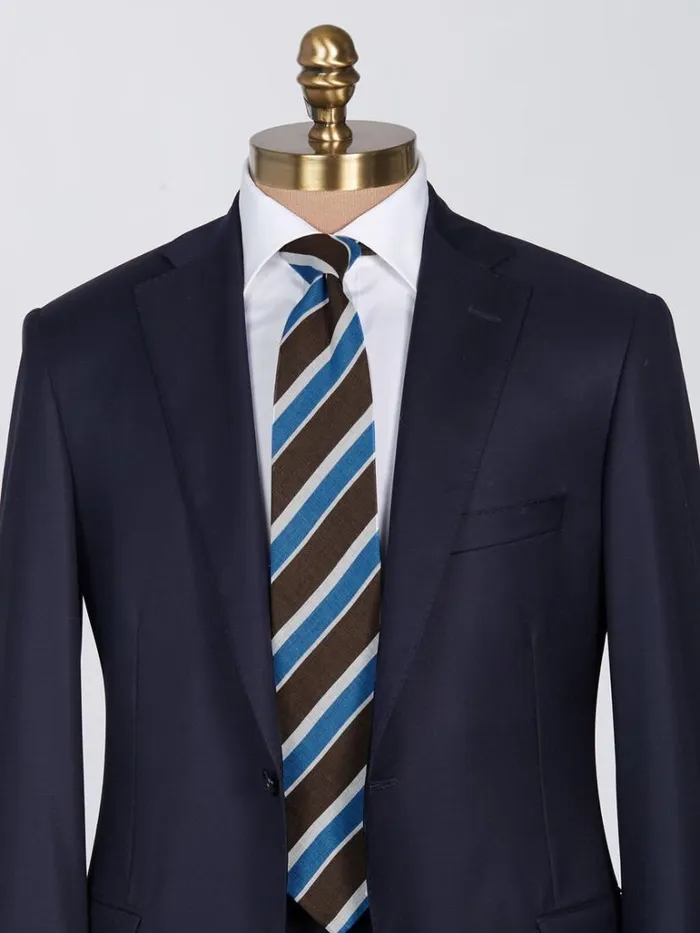 Ties Mens Paul Stuart Printed Linen Three Color Stripe Blue
