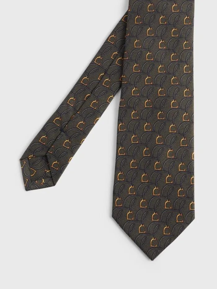 Ties Mens Paul Stuart Printed Silk Belts And Bits Tie Navy